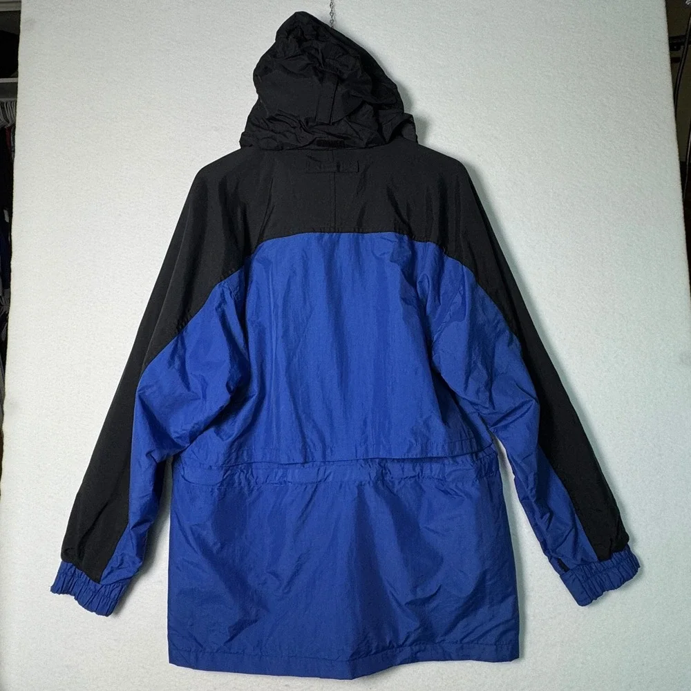 Vintage Luna Pier SPYC Sailing Jacket Mens‎ Medium Blue Black Hooded Windbreaker
